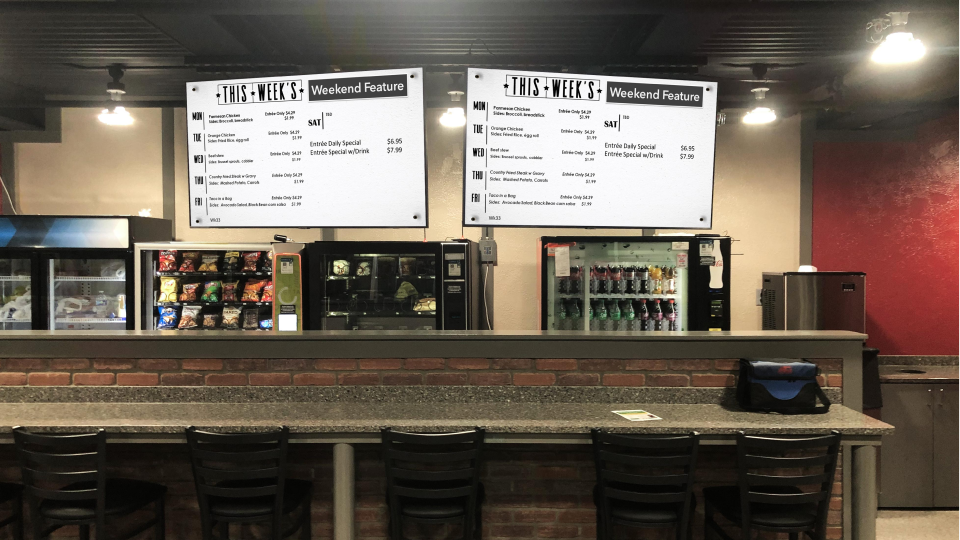 Cafe lunch menus on digital signs